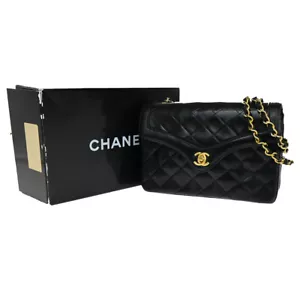 CHANEL CC Logo Matelasse Chain Shoulder Bag Leather GHW Black Vintage 645RK074 - Picture 1 of 18