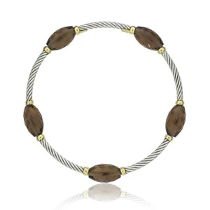 David Yurman Bijoux 18K Yellow Gold & Sterling Silver Smoky Quartz SB-3578-C - Picture 1 of 4