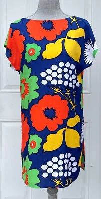 Top túnica Marimekko para Target Kukkatori 33" azul con flores brillantes S/S~XS Foto 1 de 4