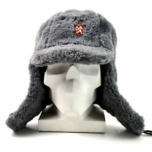 Genuine Czech army winter cap Ushanka grey fur warm hat CZ military isignia 