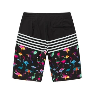 Pantalones Cortos de Tablero Hawaiano con Resaca para Hombre en Fiesta Flamingo Negro - Imagen 1 de 9