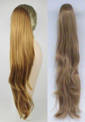 28" PEÇA DE CABELO LONGO LISO RABO DE CAVALO COM MUITAS CAMADAS CLIPE DE GARRA PENTEADO LEANN - Imagem 1 de 4