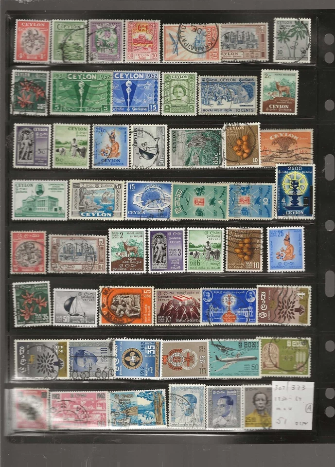 CEYLON...Sc #307/373...Como nuevo y usado... 1950/64... 51 diferentes... Algunos buenos temas Foto 1 de 1