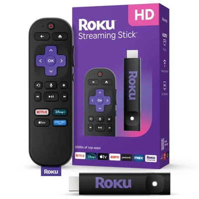 Roku Streaming Stick HD 2025 Voice Remote USB TV Device Bluetooth Free Channels - Image 1 of 4