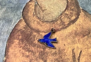 Vintage Sterling Enameled Blue Bird Charm / Pendant - Picture 1 of 3