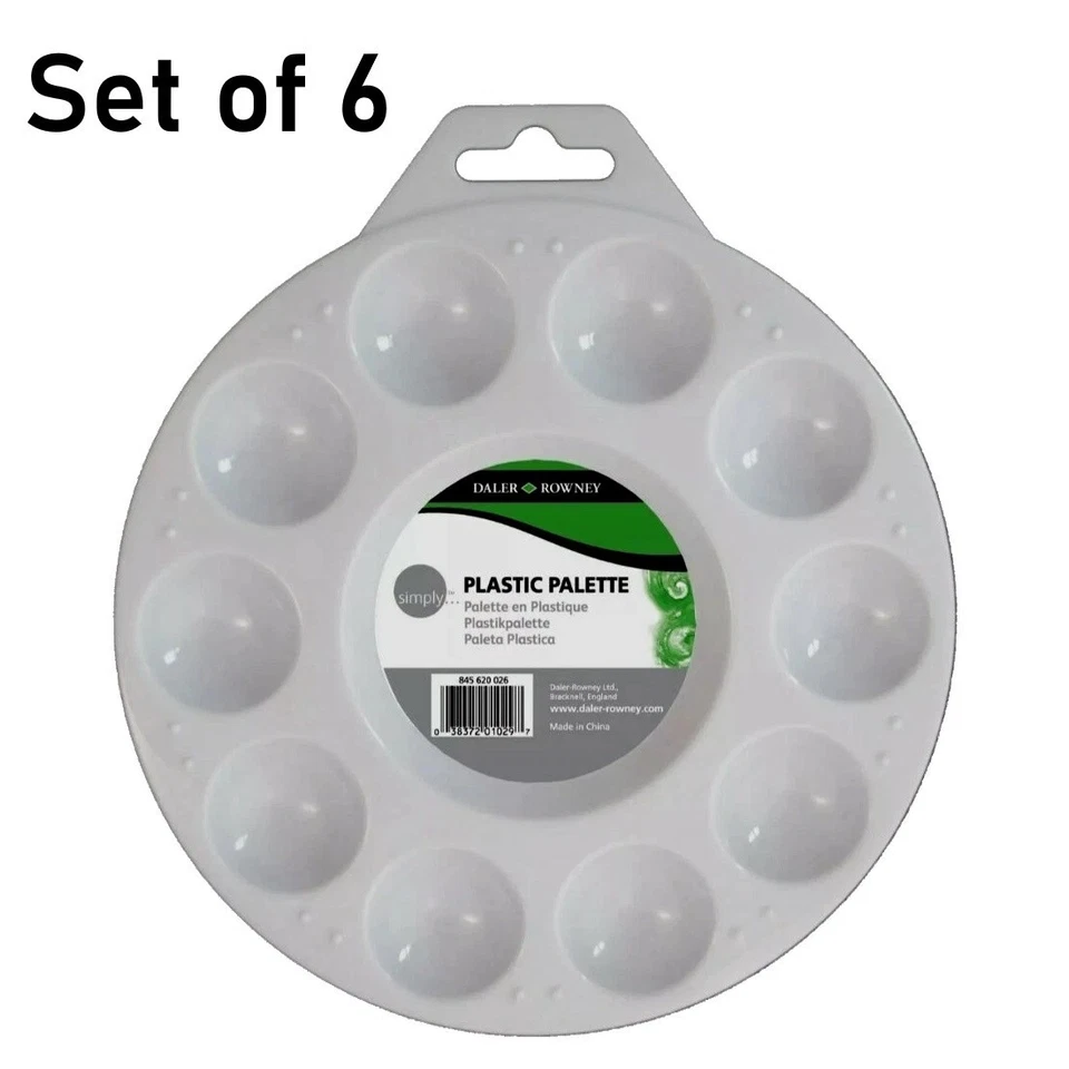 Bandeja de paleta de pintura de plástico redonda Daler-Rowney Simply de 10 pocillos - Lote de 6 Foto 1 de 1