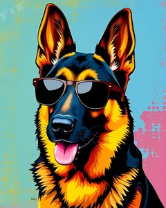 German Shepherd Cool With Sunglasses Pop Art 8X10 Print - Picture 1 of 1