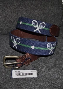 NEU SMATHERS & BRANSON Nadelspitze & Leder Golf Gürtel TENNISSCHLÄGER Gr. 36 blau - Bild 1 von 8
