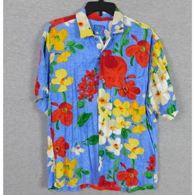 Jams World Men Short Sleeve Medium Delight Blue Red Yellow Flowers - Image 1 of 4