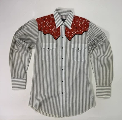 Panhandle Slim Western Shirt Mens Medium Pearl Snap Red Bandana Rodeo Cowboy USA - Image 1 of 4
