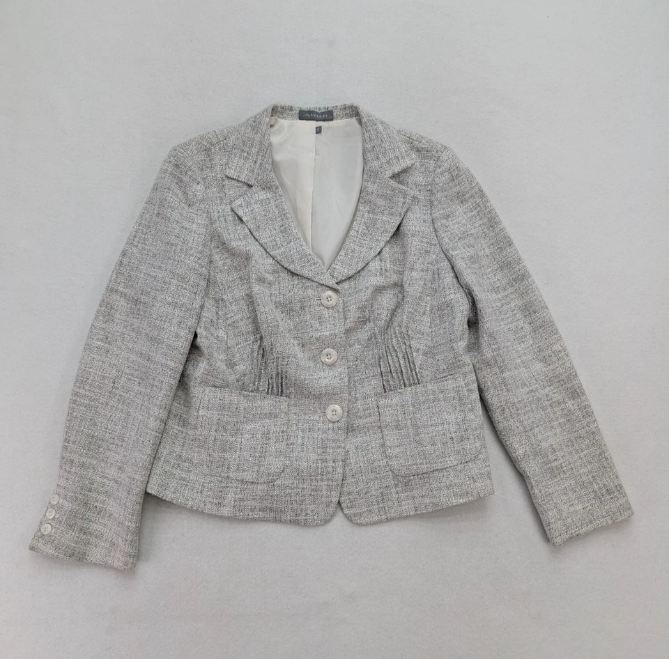 Chaqueta Blazer Para Mujer Atelier Talla 14 Gris Tejida Negocios Carrera Foto 1 de 4