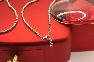 COLLANA SFERE MILLELUCI INCISE DIAMANTATE MM 4 ARGENTO RODIATO CM 45-50 EXPLOIT - Picture 1 of 6