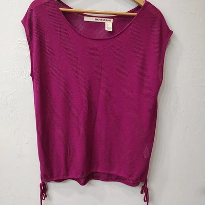 Camiseta sin mangas DKNY Jeans Mujer Fucsia Gran Tamaño Lagenlook Transparente Corbata Cintura Talla Grande Foto 1 de 4