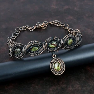 Mothers day Sale Copper Natural Dragon Bloodstone Chain Wire Wrapped Necklace - Picture 1 of 6