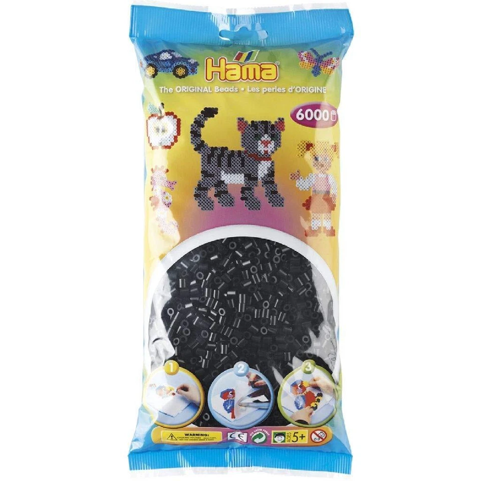 Hama Midi Bügelperlen - Schwarz, 5mm, 6000er Pack (205-18)