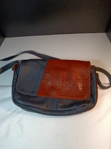 Bolso de Hombro de Cuero Suave Dry Creek de Jean E. Olson Negro Marrón Mantequilla - Imagen 1 de 11
