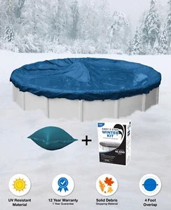 18' Round Above Ground Winter Pool Cover + 4x4 Air Pillow + Winterizing Kit * - Picture 1 of 6
