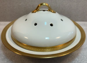 Plato de queso ventilado GDA Gerard, Dufraisseix & Abbot 8" borde dorado Francia Limoges - Imagen 1 de 11