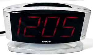 Sharp LED Digital Alarm Clock, Swivel Base, Silver Case, Red Display, SPC033D - Picture 1 of 12