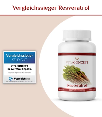 VITACONCEPT Trans-Resveratrol I 500mg pro Kapsel I 90 Kapseln (3 Monate) I Resveratrol