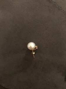 Mono Earring 14K Gold Diamond MIADORA Pearl Delicate Yellow Gold - Picture 1 of 4