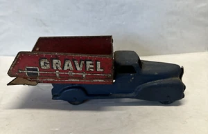 VINTAGE MARX PRESSED TIN TOY blue and red gravel sad toy truck - Picture 1 of 4