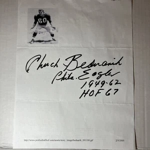 Chuck Bednarik signed Eagles 8x10 photo autographed NFL HOF Custom Paper. - Picture 1 of 8
