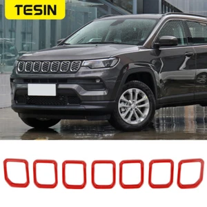 Red Front Grille Grill Insert Cover Trim Ring for Jeep Compass 21+ Accessories - Bild 1 von 6