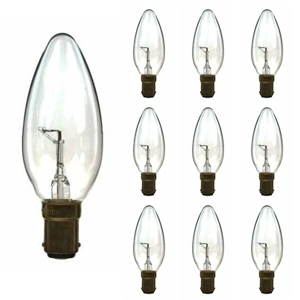 CANDLE 240V 25W BA15D CLEAR 10 pack (Dimmable) - Image 1 of 1