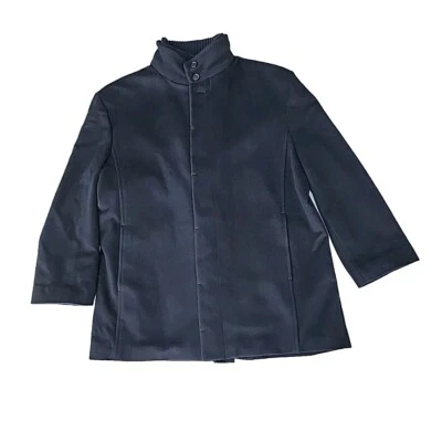 TASSO ELBA For Macy's Men's Black Fine Wool/Cashmere Stretch Collar Coat Sz 44 S - Image 1 of 4