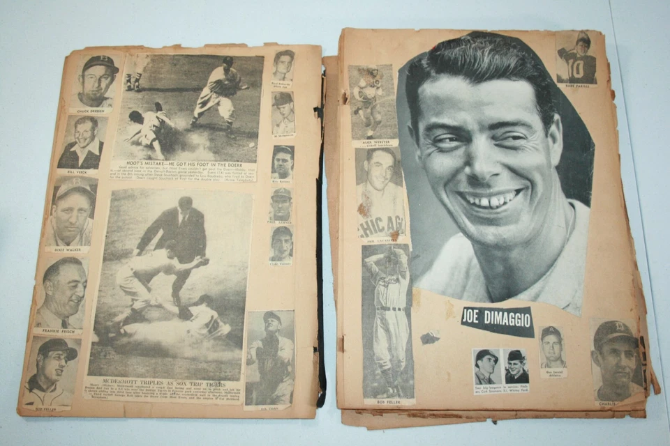 Vintage 1930's - 50s Baseball Football Boxing Scrapbook Robinson Dimaggio Mantle - Image 1 of 4