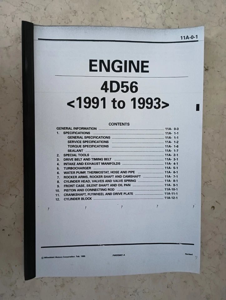 Manuale Officina Motore Mitsubishi 4D56 2.5 Diesel Pajero / L200 / Service  - Immagine 1 di 3