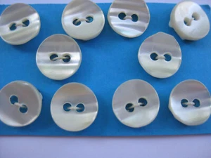 12mm Small Nice Iridescent Natural Shell Vintage Curved T2 Sewing Buttons Set 10 - Picture 1 of 6