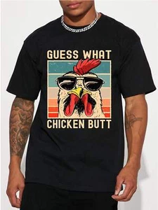 Camiseta de hip-hop con estampado de pollo informal y de moda para hombre manga corta cuello redondo - Imagen 1 de 7