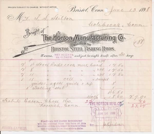¡Recibo de fabricación Horton vintage 13 de junio de 1898 firmado por T S Skilton & Sons! - Imagen 1 de 1