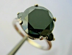 3.30ctw REAL BLACK DIAMOND RING *3 DIA'S* FREE DIAMOND TESTER,CERTIFICATE,SIZE 9 - Picture 1 of 12