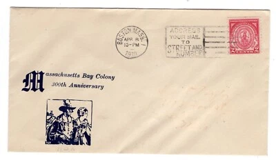 #682 Massachusetts Bay Colony 1930 FDC - Planty #9 Variety - Image 1 of 2