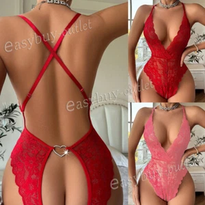 Sexy Women's Lingerie Lace One Piece Babydoll Teddy Bodysuit Underwear Nightwear - Picture 1 of 19