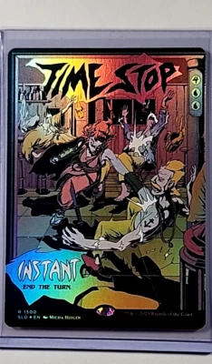 2023 Magic the Gathering SLD Secret Lair Poster Borderless Foil #1500 Time Stop - Image 1 of 2