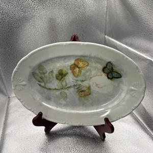Porzellan Platte Thun Tschechien mit einer Rose und schönen Schmetterlingen - Bild 1 von 5