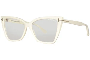 Tom Ford TF5844-B 025 Eyeglasses Frame Women's Shiny Ivory Full Rim Cat Eye 55mm - Picture 1 of 7