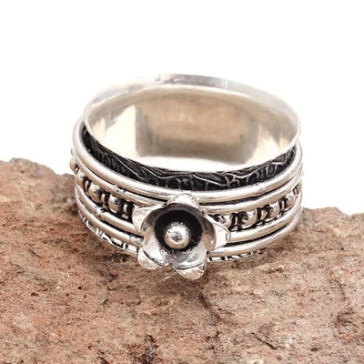 Anillo giratorio de plata para mujer anillo giratorio de cuatro anillos inquietos anillo de joyería de plata "11" Foto 1 de 4