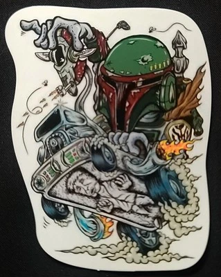 HOT ROD STICKER “BOBA FETT" 3 X 4" HOT ROD BURNOUT GLOSSY  - Image 1 of 2