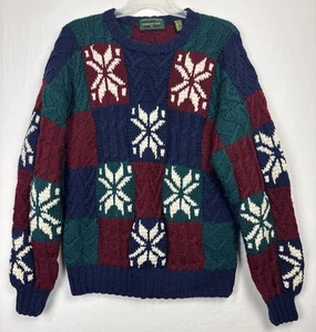 Vtg Embassy Row Wool Hand Knit Color Block Cable Knit Sweater Men's XL SEE PICS - Picture 1 of 15