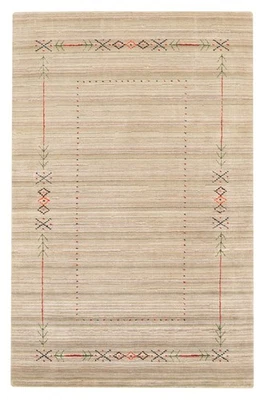 Alfombra oriental tradicional caqui de 3'1" x 4'9" telar a mano alfombra de lana Foto 1 de 4