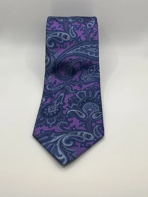 "Corbata para hombre David Donahue, 100 % seda, cachemira azul púrpura, 3,25 pulgadas de ancho, 60""" Foto 1 de 4