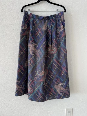 Falda midi de rayón estampado cachemir Diane Von Furstenburg años 80 talla 12 Foto 1 de 4