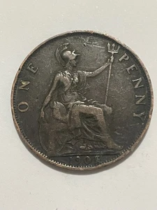 👀GREAT BRITAIN 1901 PENNY COIN NICE DETAILS SCARCE VICTORIAN ANTIQUE 👀 - Picture 1 of 2