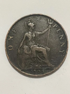 👀GREAT BRITAIN 1901 PENNY COIN NICE DETAILS SCARCE VICTORIAN ANTIQUE 👀 - Image 1 of 2