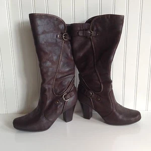 BEARTRAPS Mujer SINDEE Marrón Tacón Bloque Botas Hasta la Rodilla Talla 9 1/2 M 16" - Imagen 1 de 1